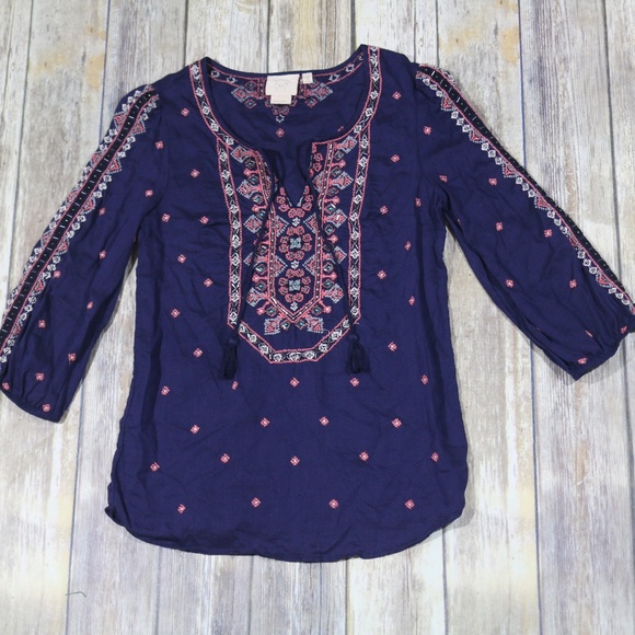 Anthropologie Tops - Vanessa Virginia Agonda Peasant Tunic Boho Beaded